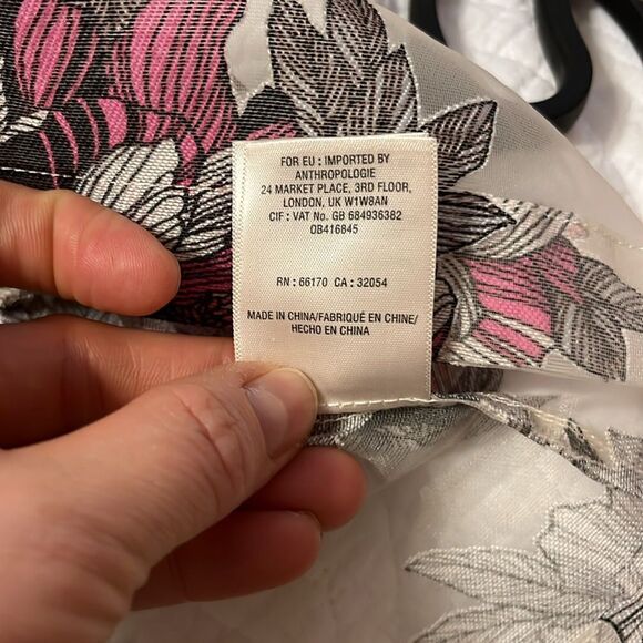 Moulinette Soeurs Anthropologie Terrace Blush Floral Sheer Peplum Top Cream Sz 2 - Picture 11 of 11